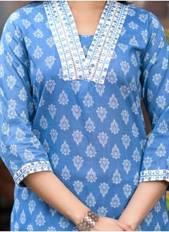 PRIYA’S PANACHE Premium Cotton Printed Kurta Set for Women | Indian Dress for Women | Traditional Dress Salwar Kameez Kurti Pant Dupatta Set | Ready to Wear Ethnic Kurta Set  - Image 2