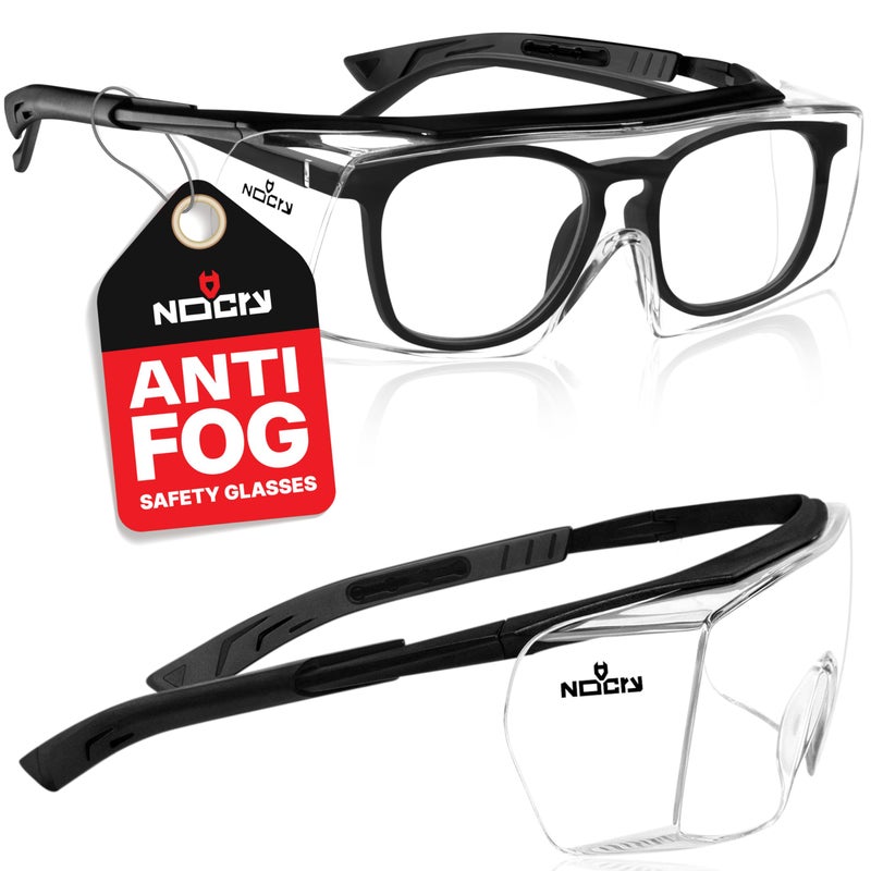 NoCry Anti Fog Safety Glasses that Fit Over Glasses with Scratch Resistant Lens â€” ANSI Z87 & OSHA Certified Over Glasses Safety Glasses for Men and Women with Adjustable Temples and 100% UV Protection - Image 1