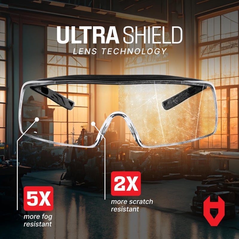 NoCry Anti Fog Safety Glasses that Fit Over Glasses with Scratch Resistant Lens â€” ANSI Z87 & OSHA Certified Over Glasses Safety Glasses for Men and Women with Adjustable Temples and 100% UV Protection - Image 2