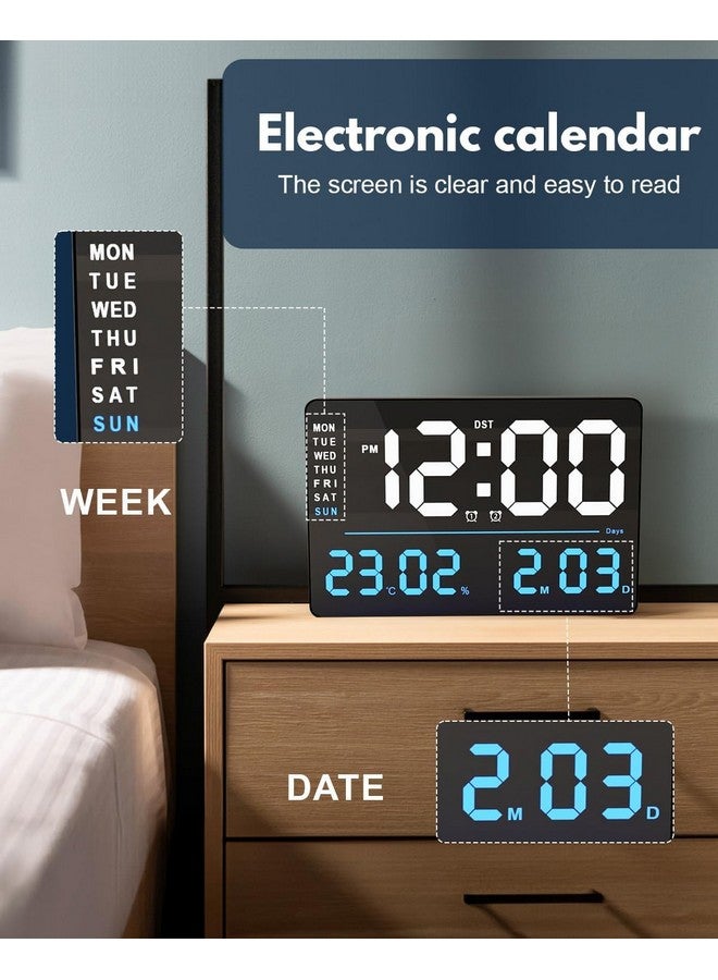 AERYS 16-Inch Digital Wall Clock, Large LED Display with Remote Control, Auto/Custom Dimmer, Temp & Humidity, Dual Alarms, for Living Room, Gym, Garage, Gift for Elderly - Image 4