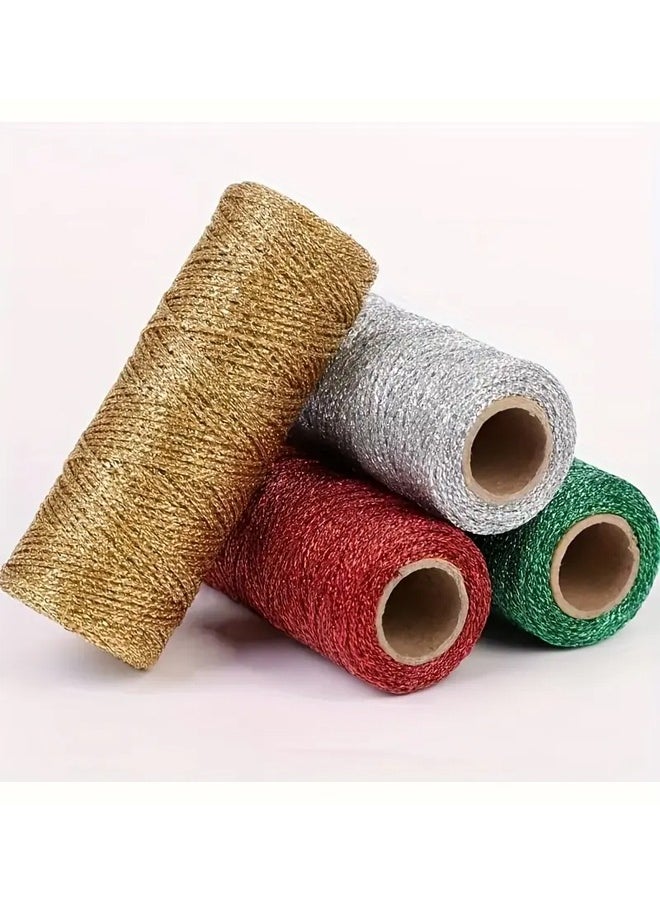 Zeemey 2roll-Silver and rose gold, tag line, color gold thread Application: DIY handmade gift gift packaging line Gift candy box wedding gift box packaging Party Holiday Decoration  Ornament Packaging Label Rope 2mm/0.08inch*100m/328feet  - Image 3