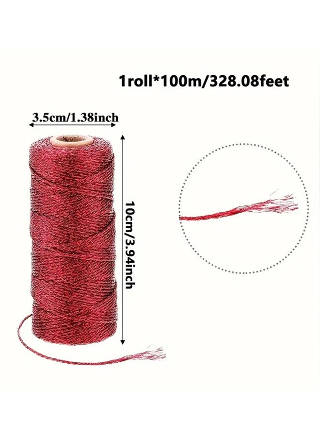 Zeemey 2roll-Silver and rose gold, tag line, color gold thread Application: DIY handmade gift gift packaging line Gift candy box wedding gift box packaging Party Holiday Decoration  Ornament Packaging Label Rope 2mm/0.08inch*100m/328feet  - Image 4