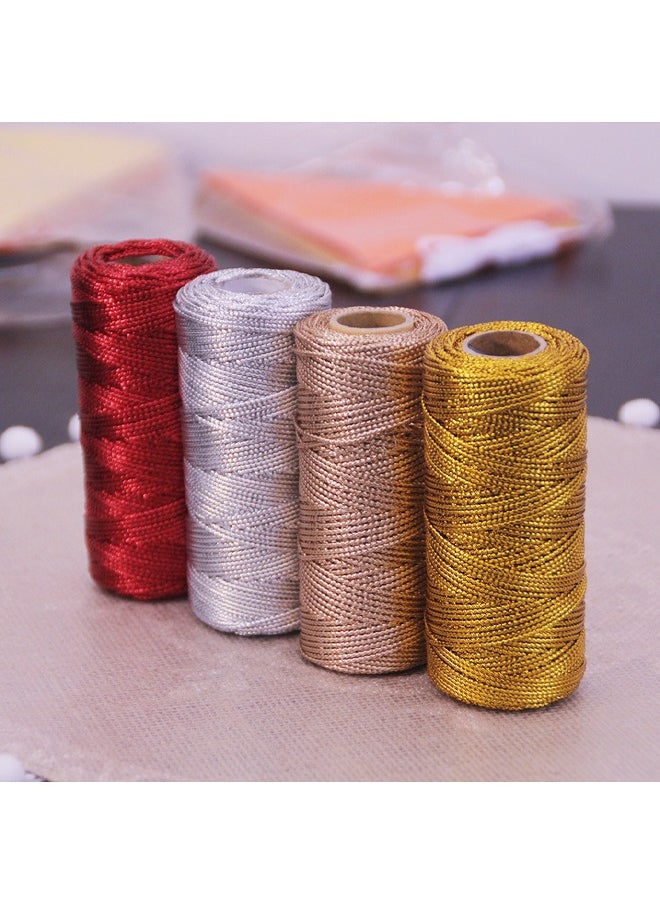 Zeemey 2roll-Silver and rose gold, tag line, color gold thread Application: DIY handmade gift gift packaging line Gift candy box wedding gift box packaging Party Holiday Decoration  Ornament Packaging Label Rope 2mm/0.08inch*100m/328feet  - Image 5