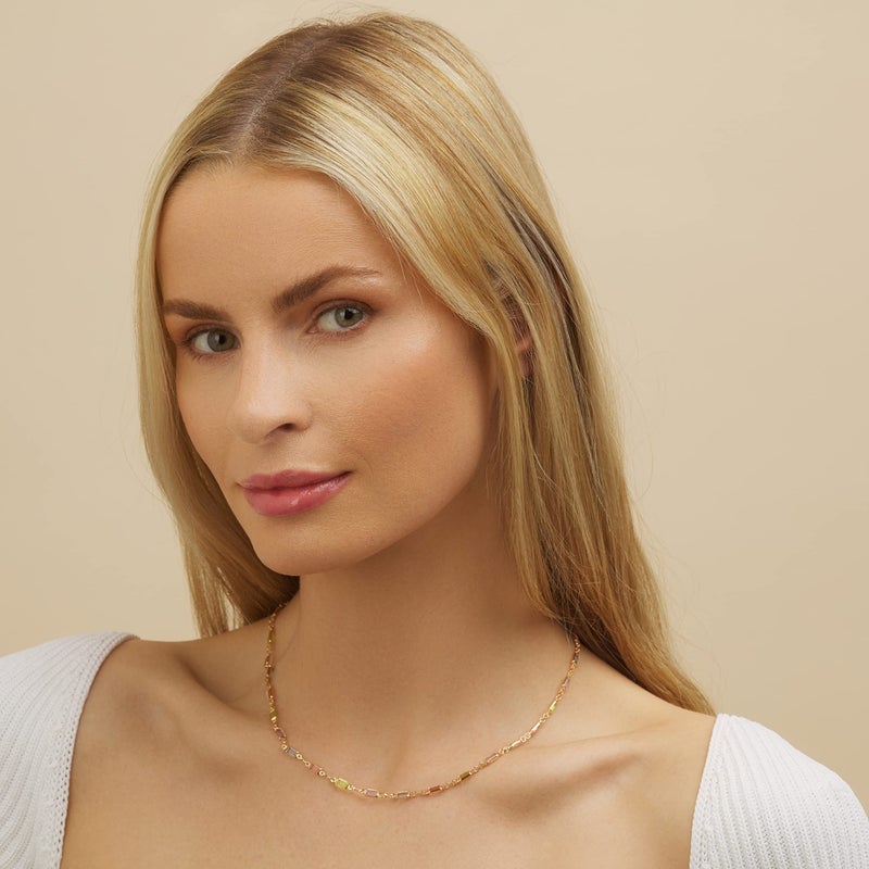 Barzel 18K Gold Plated Multi Stone Crystal Baguette Necklace for Women - Made In Brazil - Image 4