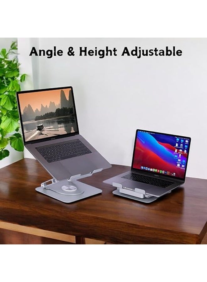360° Rotating Metal Laptop Stand with Adjustable Height, Cooling Fan, Bluetooth Speaker, and USB Hub – Notebook Stand for Office and Home - Image 3