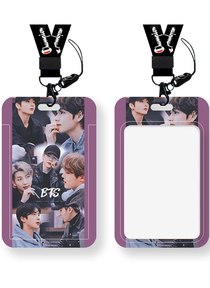 NIBEMINENT South Korea BTS Student Work Permit School Access Card Protective Cover With Lanyard 