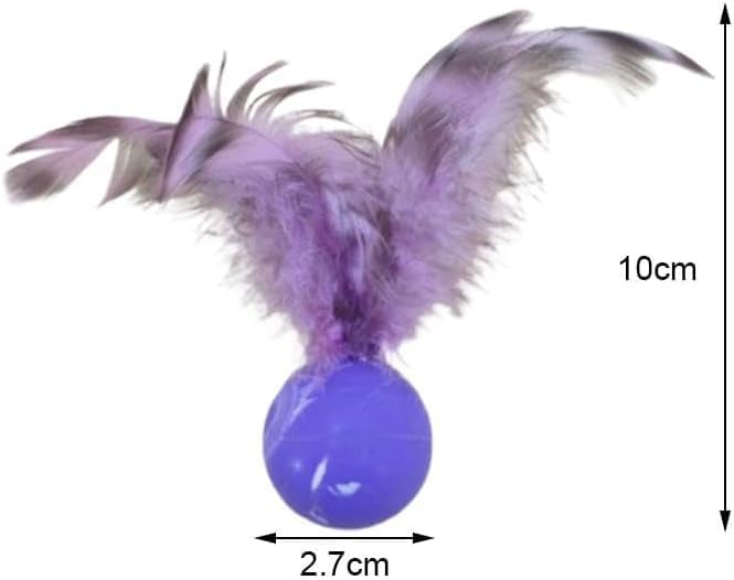 YelaJoy 5pcs Furry Rattle Ball Cat Toy Set with Feather Tails & Catnip - Image 2