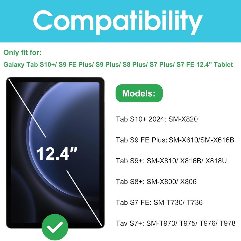 Pack Of 2 Tempered Glass HD Transparent Screen Protector Compatible With Samsung Galaxy Tab S9 Plus And S9 FE Plus 12.4 Inches High Definition Anti Scratch Clear Film For Tablet SM X810 X610 X800 - Image 2