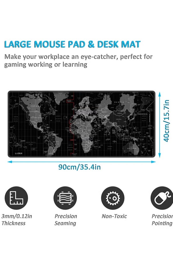 الباندا العملاقة وسادة ماوس كبيرة على شكل خريطة العالم 900*400*3 مم، حصيرة ألعاب الكمبيوتر المحمول، حصيرة مكتب - Image 3