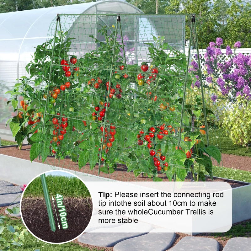 MQHUAYU 55" H x 36" W Cucumber Trellis for Raised Bed Garden, Cucumber Trelli for Climbing Plants Outdoorï¼ŒA-Frame Vegetable Grow Supports, Tomato Plant Support for Tomato Squash Zucchini (1PC) - Image 3