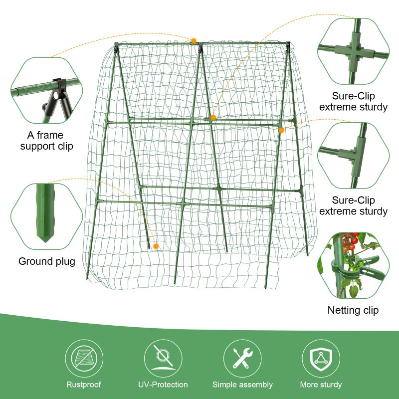 MQHUAYU 55" H x 36" W Cucumber Trellis for Raised Bed Garden, Cucumber Trelli for Climbing Plants Outdoorï¼ŒA-Frame Vegetable Grow Supports, Tomato Plant Support for Tomato Squash Zucchini (1PC) - Image 4