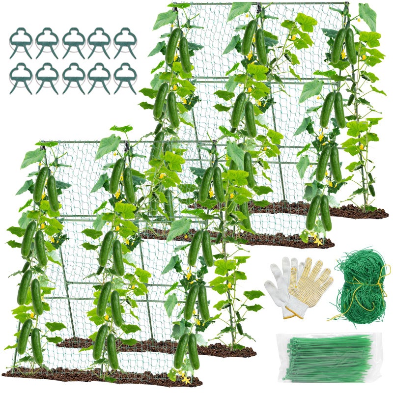 MQHUAYU 55" H x 36" W Cucumber Trellis for Raised Bed Garden, Cucumber Trelli for Climbing Plants Outdoorï¼ŒA-Frame Vegetable Grow Supports, Tomato Plant Support for Tomato Squash Zucchini (1PC) - Image 1