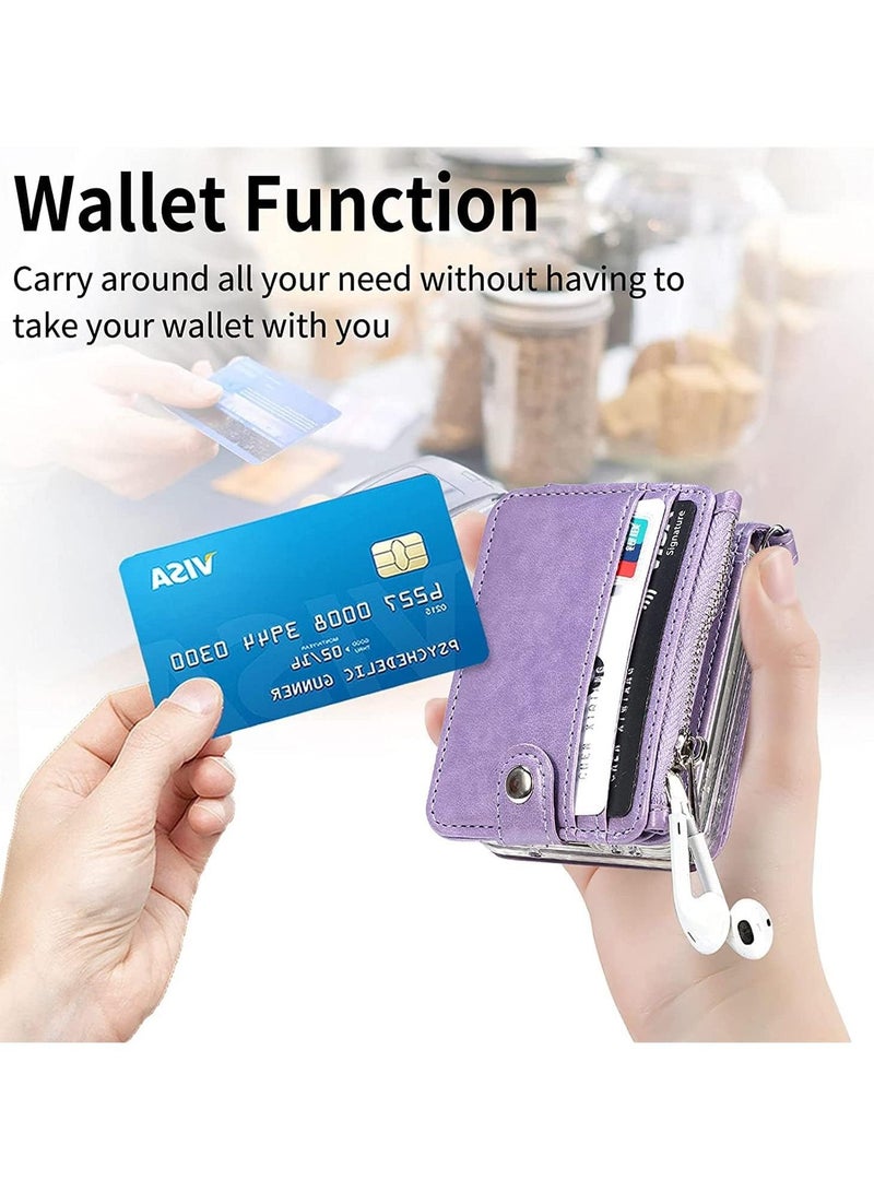 Excefore Galaxy Z Flip 4 Wallet Case with Detachable Card Holder,Flip Leather Zipper Wallet Protective Phone Case Cover with Adjustable Cross-Body Strap for Samsung Galaxy Z Flip 4 5G 2022 - Image 4