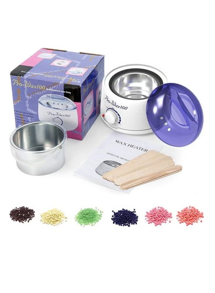 Prowax 100 Professional Wax Warmer With 6 Flavors Hard Wax Beans And 10 Pieces Wooden Stick ( Beans Color May Vary ) - Image 1