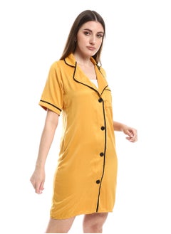 Andora Home Wear Cash Mayo Dress Nightgown Short Sleeves _ Yellow  - Image 3