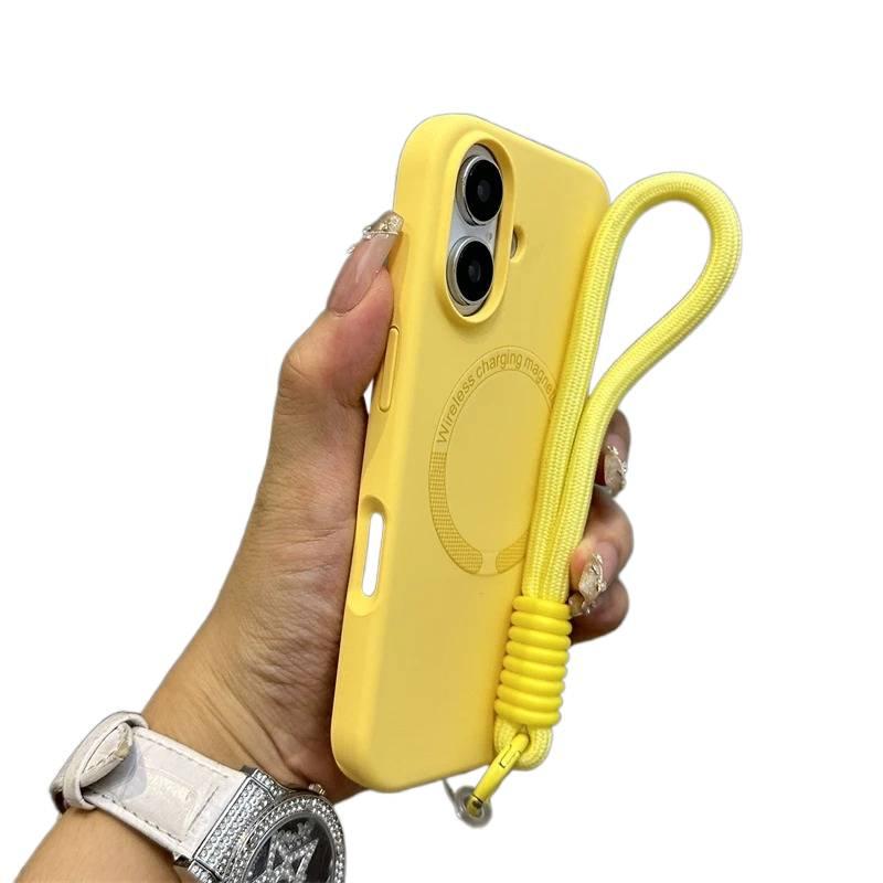 MS Silicone MagSafe Case for iPhone 12 with Strong Magnetic and Skin Feel plus Liquid Silicone plus Lanyard in Pink - Image 2