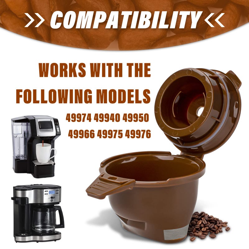 Ophjerg Single Serving Ground Coffee Brew Filter/Holder Basket for Hamilton beach flexbrew replacement parts 49957 49974 49976 49979 49957 49954 49947 49940 49950 49966 49968 Reusable coffee filter Brown (1) - Image 3