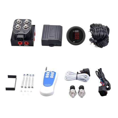 ZHSYMX 12v Solenoid Valve Air ride Suspension manifold valve with remote controller 0-200psi with double display air pressure gauge - Image 2
