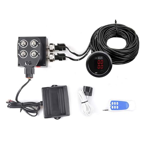 ZHSYMX 12v Solenoid Valve Air ride Suspension manifold valve with remote controller 0-200psi with double display air pressure gauge - Image 1