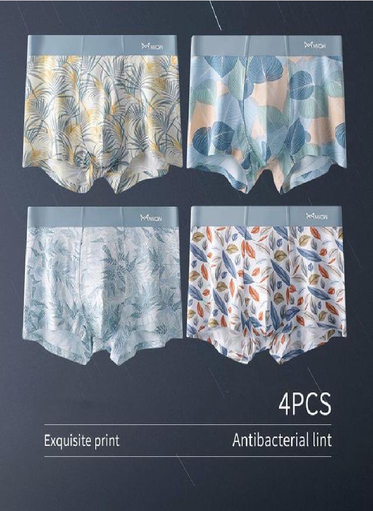 MIIOW - 4Pcs Early Autumn Men Underwear Print Refreshing Man Boxer Underpants Recycled Fiber Breathable Mens Panties Boxershorts - Image 1