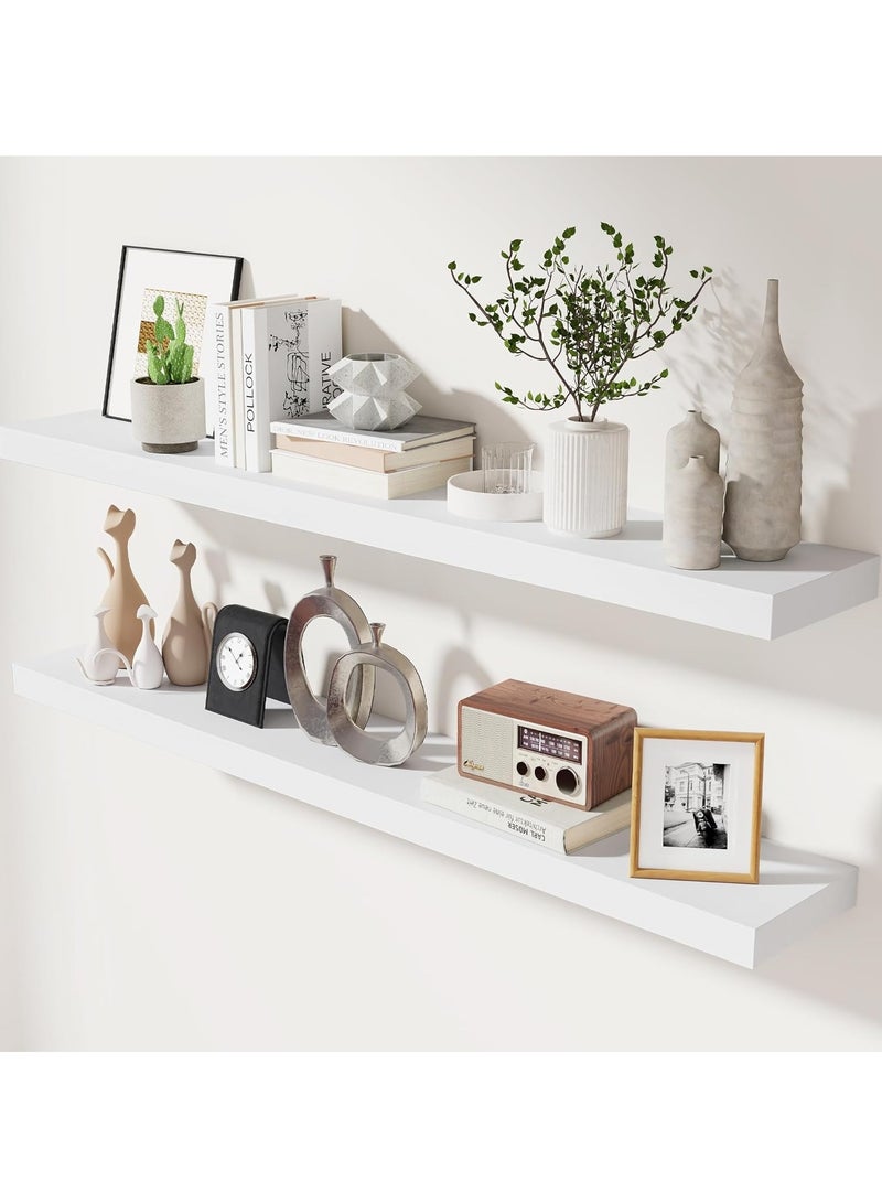 DubaiGallery Floating Shelves, Wall Mounted Shelves for Wall Decor, Modern Picture Ledge Shelf with Lip for Wall Storage Nursery, Bedroom, Living Room, Bathroom  - Image 1
