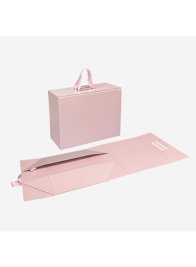 Premium Universal Folding Shoe Storage & Gift Box with Handle & Flip Top - Glossy Pink (15.0"x11.0"x5.3") - Women's Shoe Organizer, Travel, Gift Packaging - Image 2