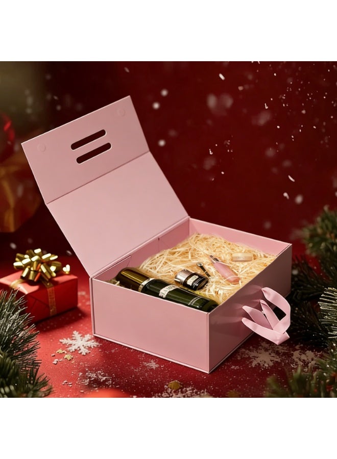 Premium Universal Folding Shoe Storage & Gift Box with Handle & Flip Top - Glossy Pink (15.0"x11.0"x5.3") - Women's Shoe Organizer, Travel, Gift Packaging - Image 4