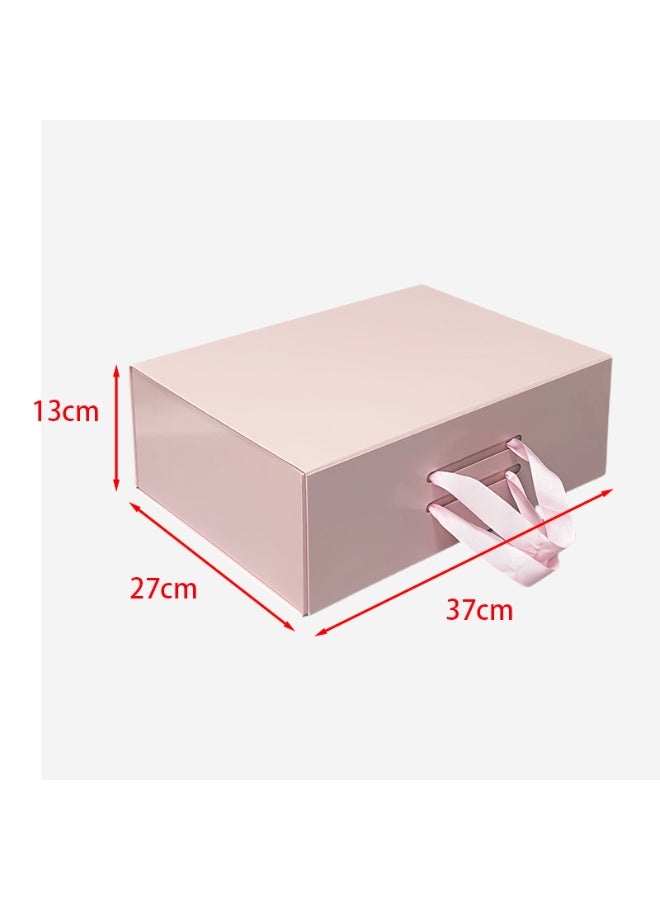 Premium Universal Folding Shoe Storage & Gift Box with Handle & Flip Top - Glossy Pink (15.0"x11.0"x5.3") - Women's Shoe Organizer, Travel, Gift Packaging - Image 5