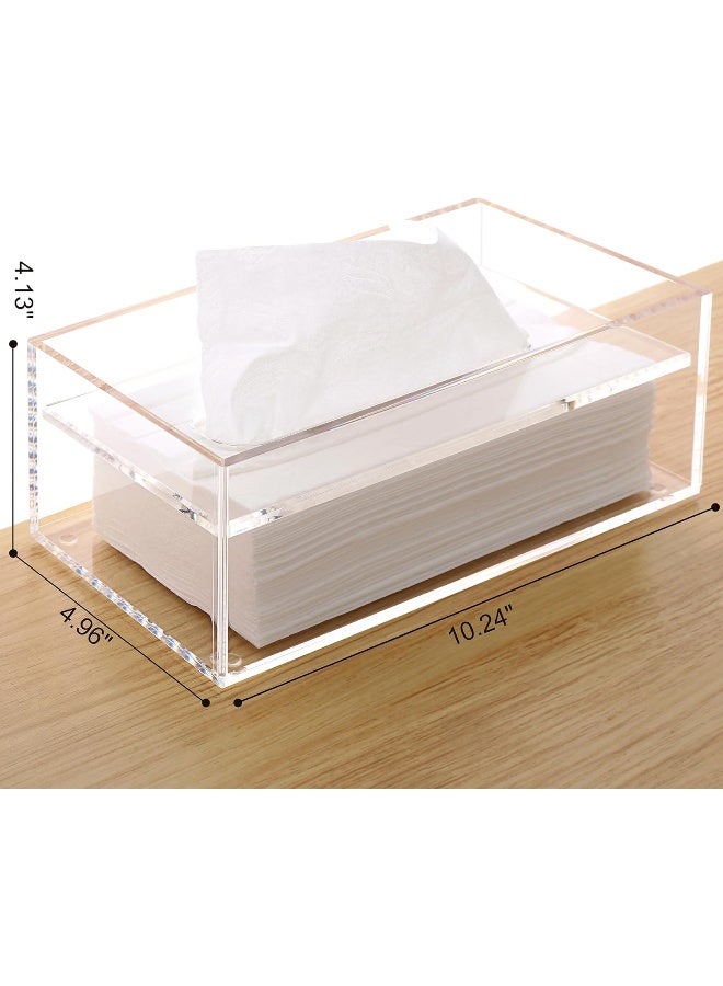 TPGP Clear Facial Tissue Box Cover, Rectangle Acrylic Facial Paper Holder - Image 2