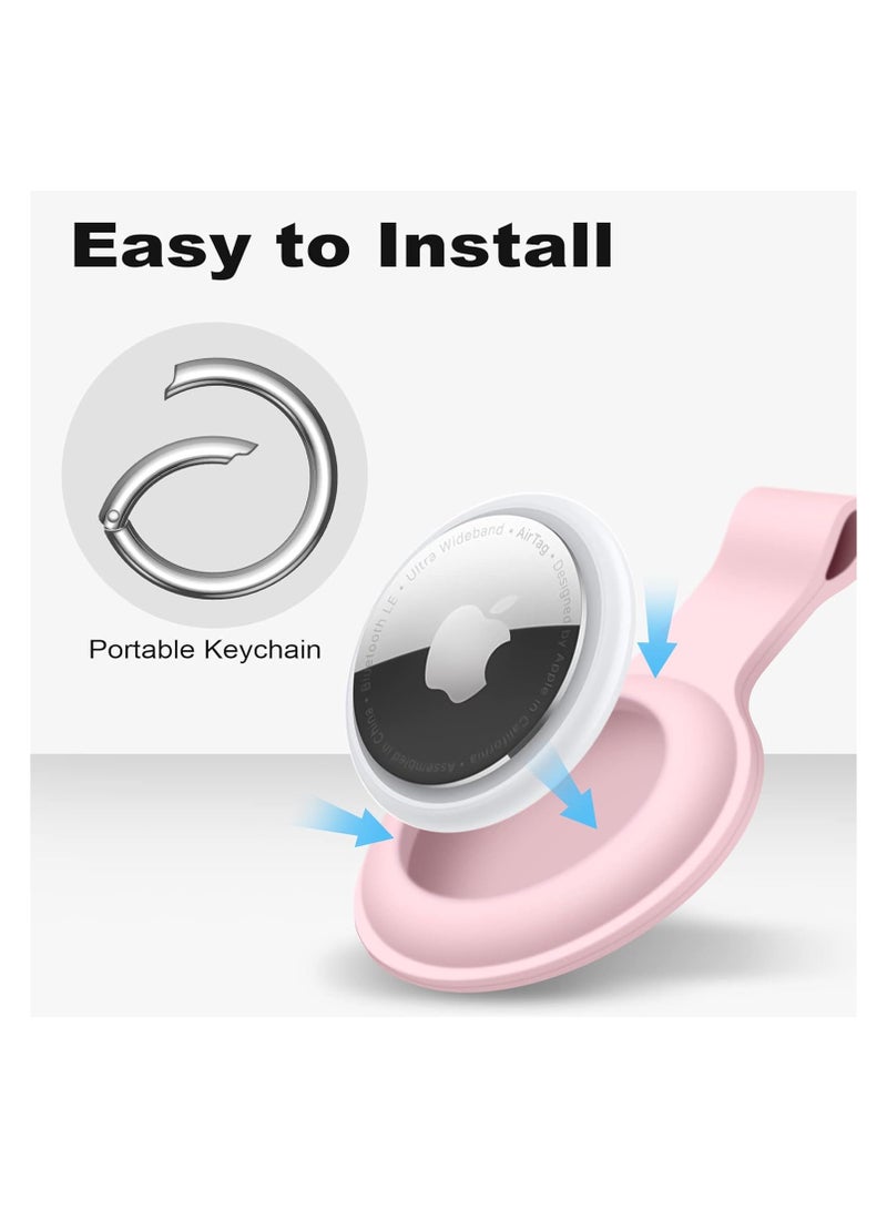 AirTag Case Keychain Air Tag Holder Silicone AirTags Key Ring Cases Tags Chain Apple AirTag GPS Item Finders Accessories，Pink - Image 4
