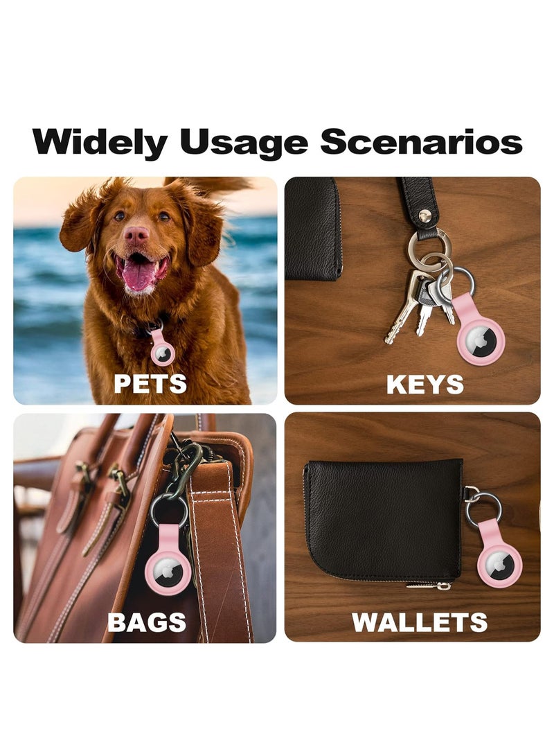 AirTag Case Keychain Air Tag Holder Silicone AirTags Key Ring Cases Tags Chain Apple AirTag GPS Item Finders Accessories，Pink - Image 5