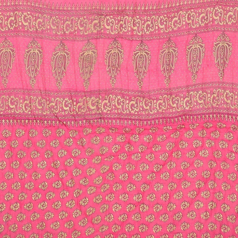 SVT Jaipuri World Famous Light Weight Pure Cotton Traditional Rajasthani Single Quilt Bed Gold Pink - Image 2