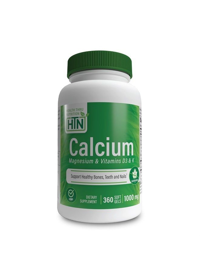 Health Thru Nutrition Calcium 1000mg and Magnesium 400mg with Vitamin D3 & K 360 Softgels (4 Month Supply)  - Image 1