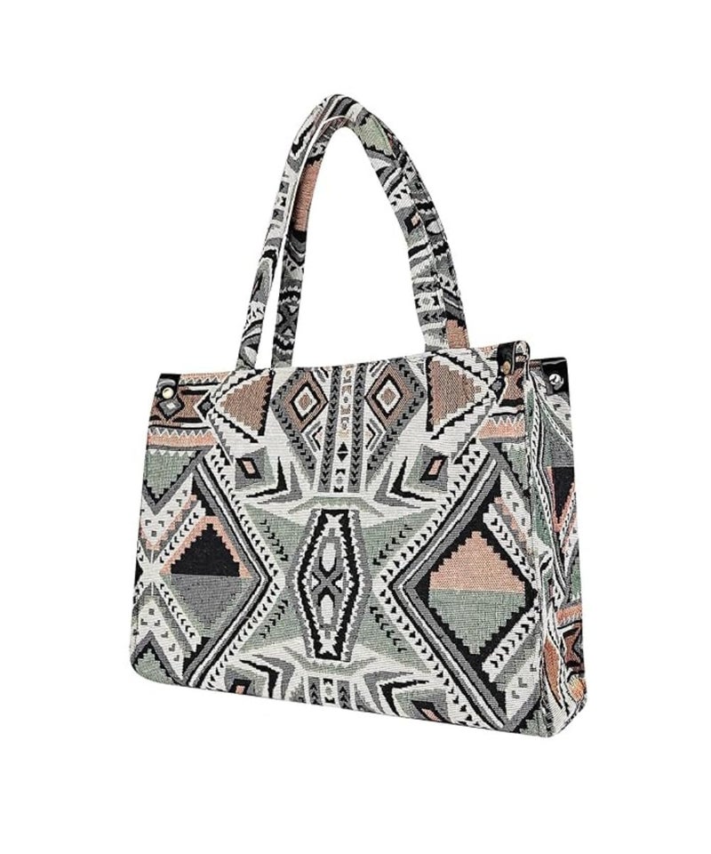 Glowic Totebag | 15 L capacity bag for office, casual and daily use | 1 big compartment and 1 small pocket with zipper clouser | Multicolor cotton fabric bag (Multicolor2) - Image 1