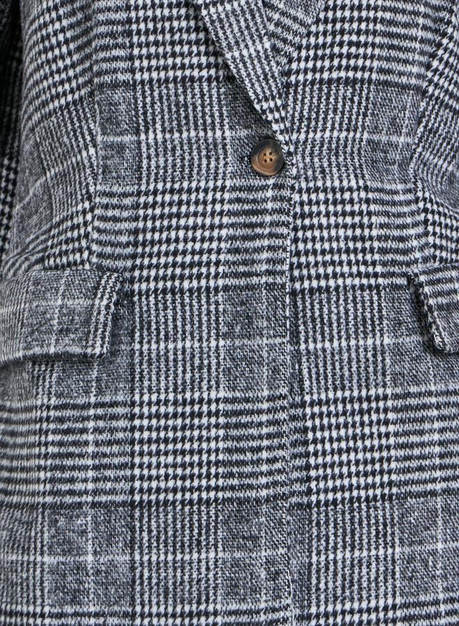 ستايلي بليزر طويل مطبع بنمط هاوندستوث مع قصة عادية - Image 4