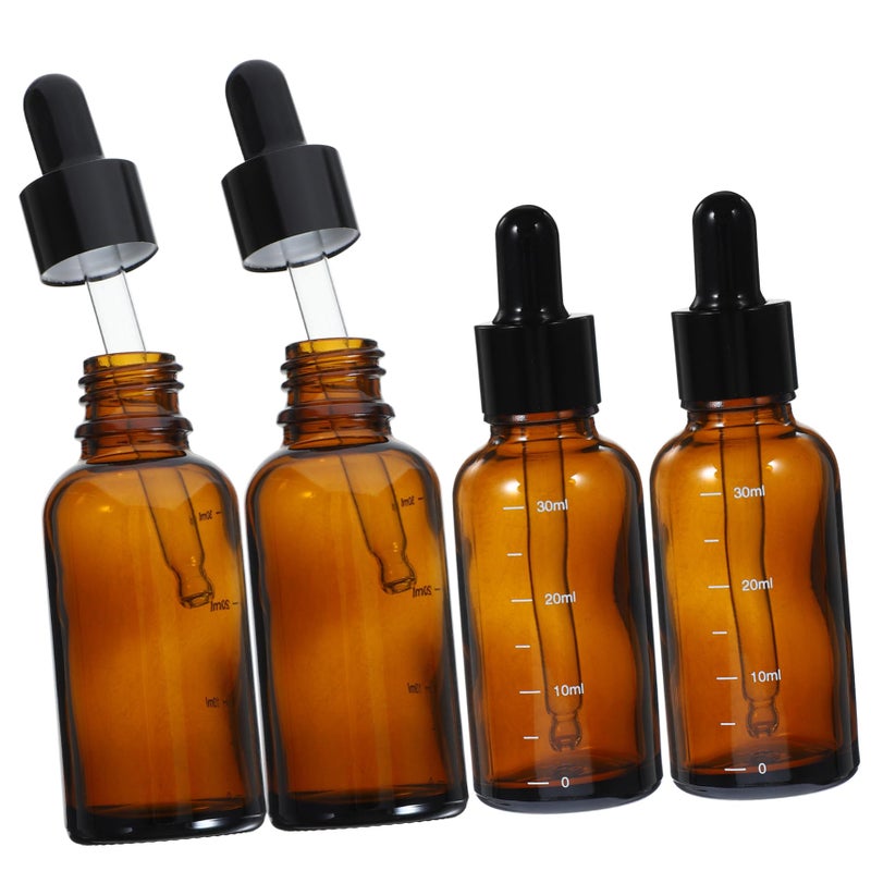 4Pcs Amber Glass Essential Oil Dropper Bottles Travel Refillable Set - Image 2