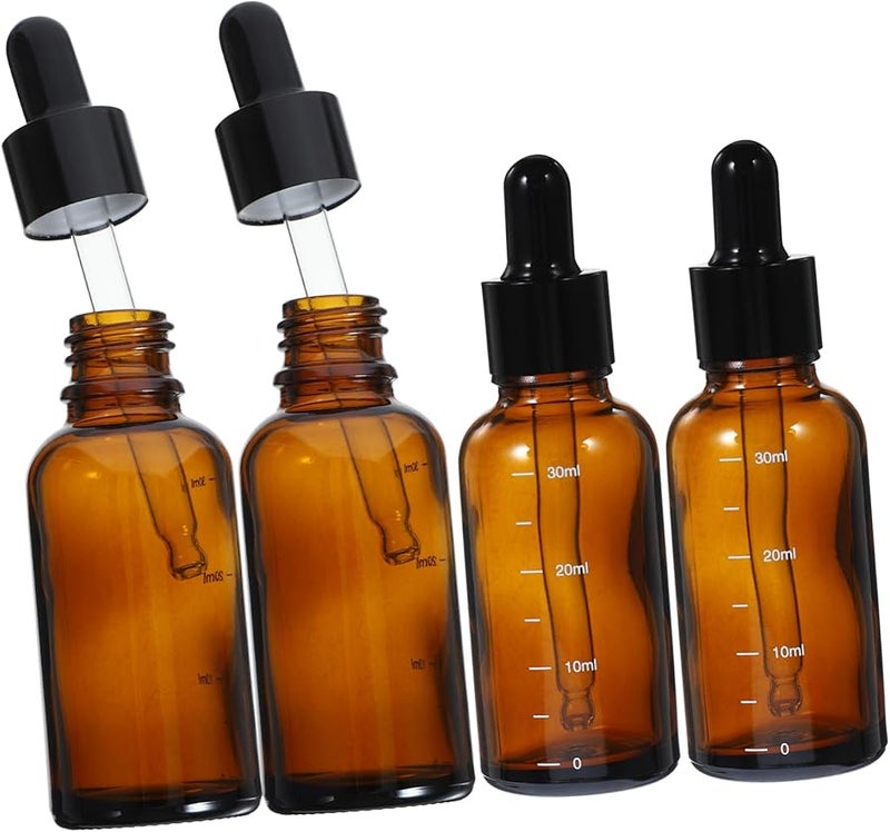 4Pcs Amber Glass Essential Oil Dropper Bottles Travel Refillable Set - Image 1