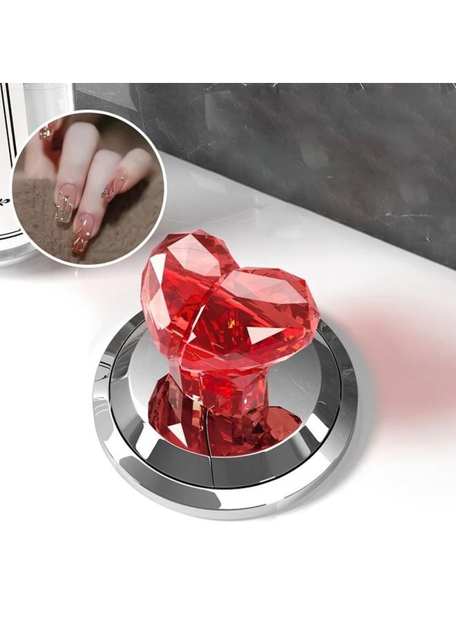 Transparent Red Heart Toilet Flush Button Chrome Finish Easy Installation Nail Guard - Image 2