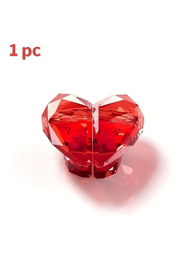 Transparent Red Heart Toilet Flush Button Chrome Finish Easy Installation Nail Guard - Image 1