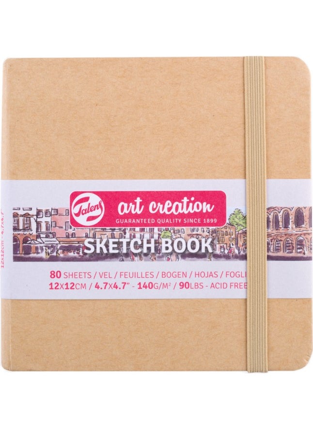 Talens Sketchbook Hard Cover Sketch Drawing Book 12 x 12 cm 140 gr 80 Yp Kraft Yellow  - Image 1