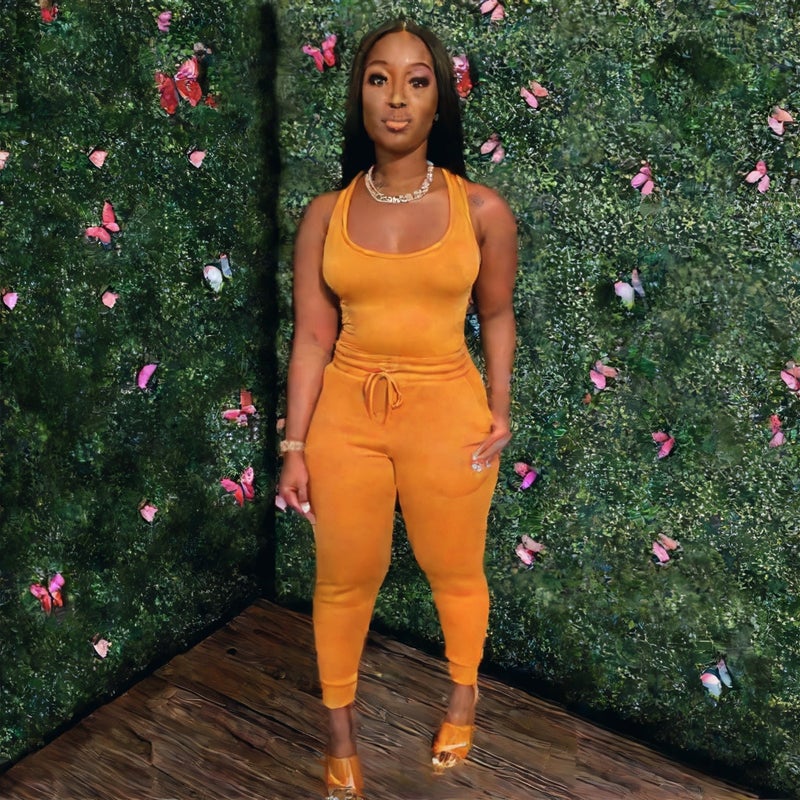 Women's Sexy Vest Top and Long Pants with Belt Tie Two-Piece Set - Image 3