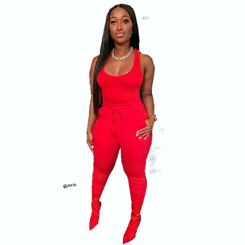 Women's Sexy Vest Top and Long Pants with Belt Tie Two-Piece Set - Image 4
