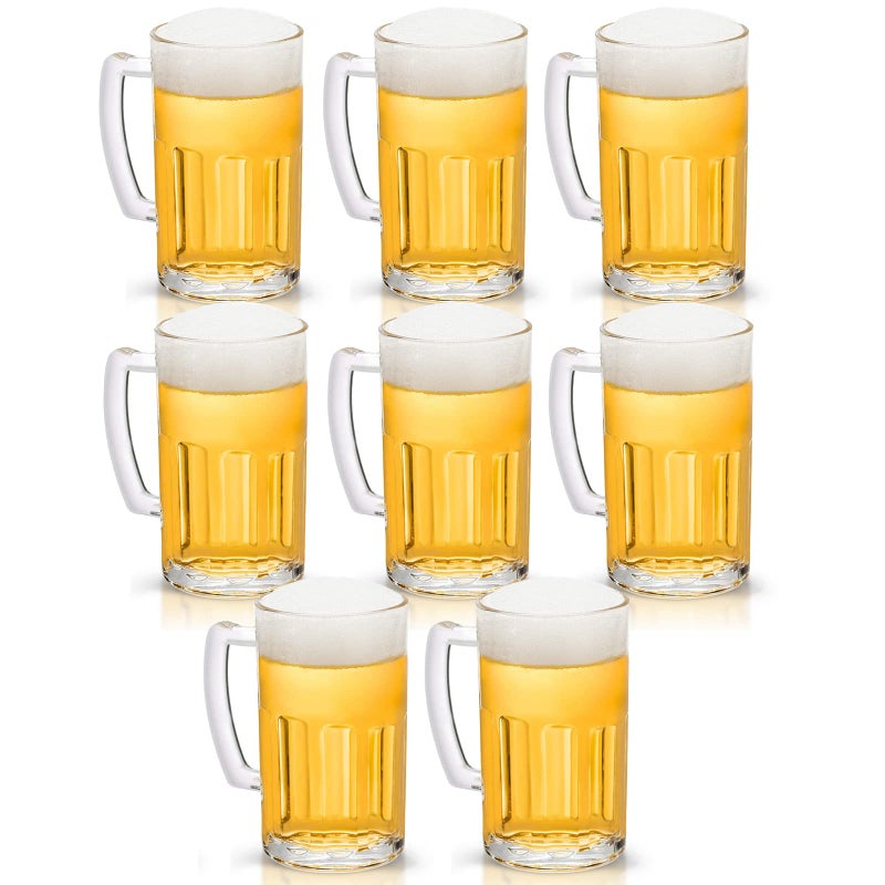 COKTIK 8 Pack Heavy Large Beer Glasses with Handle  20 Ounce Glass Steins Classic Beer Mug glasses Set