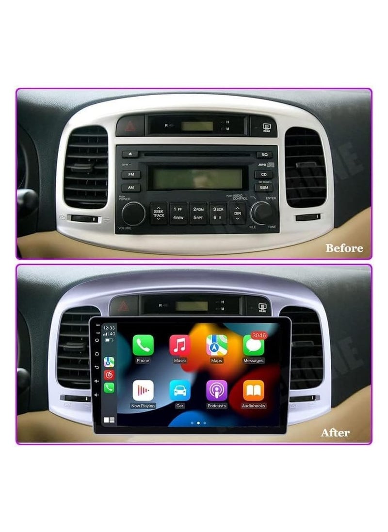 SHEZA STAR Android Car Stereo for Hyundai Accent 2006-2011 4GB RAM 32GB ROM Support Carplay, Mirror Link Wi-Fi BT, Radio GPS Navigation, 9 Inch IPS Touch Screen with AHD Camera Included  - Image 2