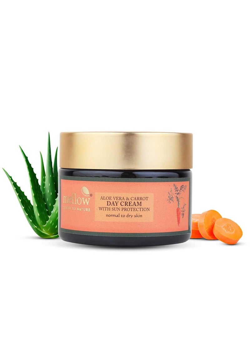 Mellow Day Cream Dry for Smooth Silky Healthy Skin Normal to Dry Skin with Aloe Vera Carrot and Sun Protection 50gm - Image 1