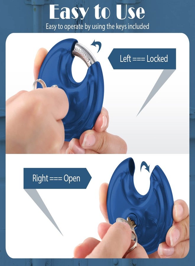 Shimeyao 10 Pcs Discus Padlocks Keyed Alike, 2-3/4 Inch Wide, Stainless Steel Round Lock with Same Key, Heavy Duty Waterproof & Rustproof Storage Lock, for Storage Unit, Sheds, Garages(Blue) - Image 4