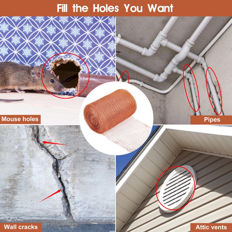 Wanqueen Copper Mesh Roll for Mice Rat Repellent, Sturdy 5" X 50' Copper Wool Mouse Trap for Bat Snail Bird Control with Packing Tool - Image 5