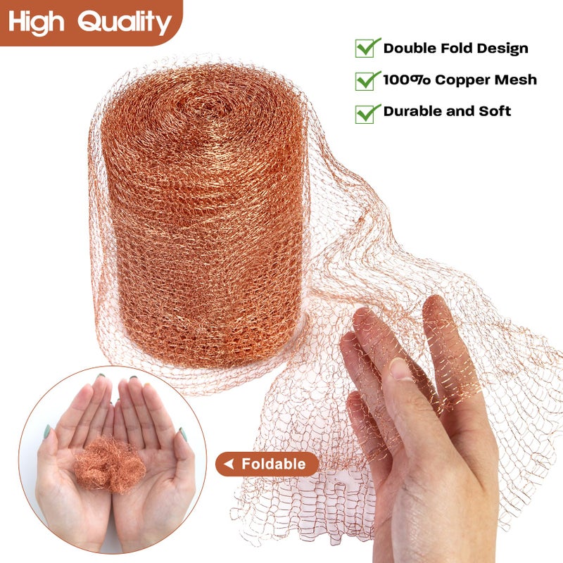 Wanqueen Copper Mesh Roll for Mice Rat Repellent, Sturdy 5" X 50' Copper Wool Mouse Trap for Bat Snail Bird Control with Packing Tool - Image 3