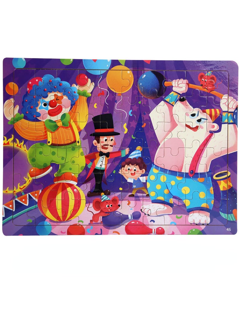 مجموعة أحجيات الصور المقطوعة من سلسلة السيرك الخشبية التعليمية للأطفال، حقيبة هدايا مناسبة - Image 1