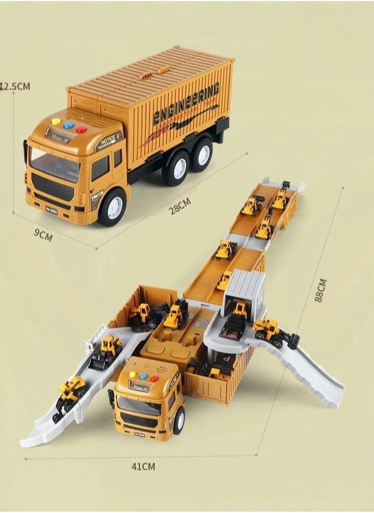 Generic Ejection Engineering Vehicle,Container Truck,12 PCS Alloy Cars,Crane,Gifts For Children 3+Years  - Image 4